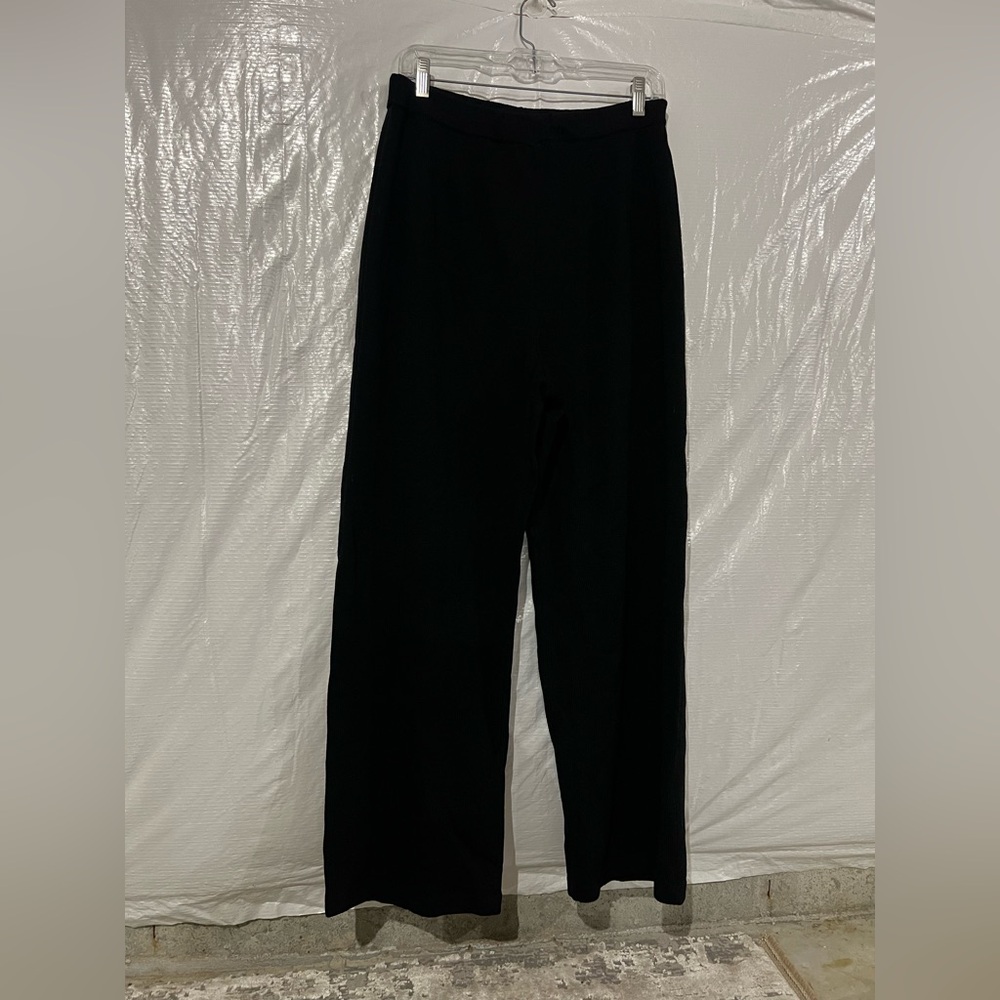 St. John Collection Black Knit Wide Leg Pants Size Medium 14 US
